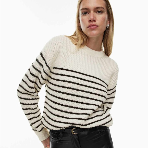 Aritzia Sweaters - Aritzia Cream and Black Striped Sweater